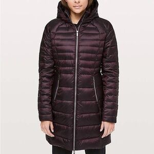 Lululemon Athletica Goose Down Hooded Puffer Jacket in Black Cherry (Burgundy) 6
